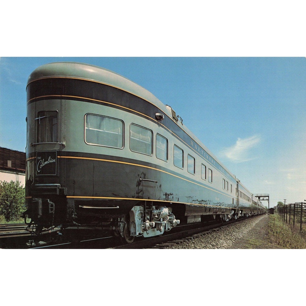 B&O Baltimore & Ohio RR The Columbian Observation Car Postcard Vanishing Vistas
